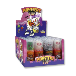 Sucettes Monsterz Pop effrayantes et fruitées, au design monstrueux, idéales pour Halloween et soirées fun. 🎃👹